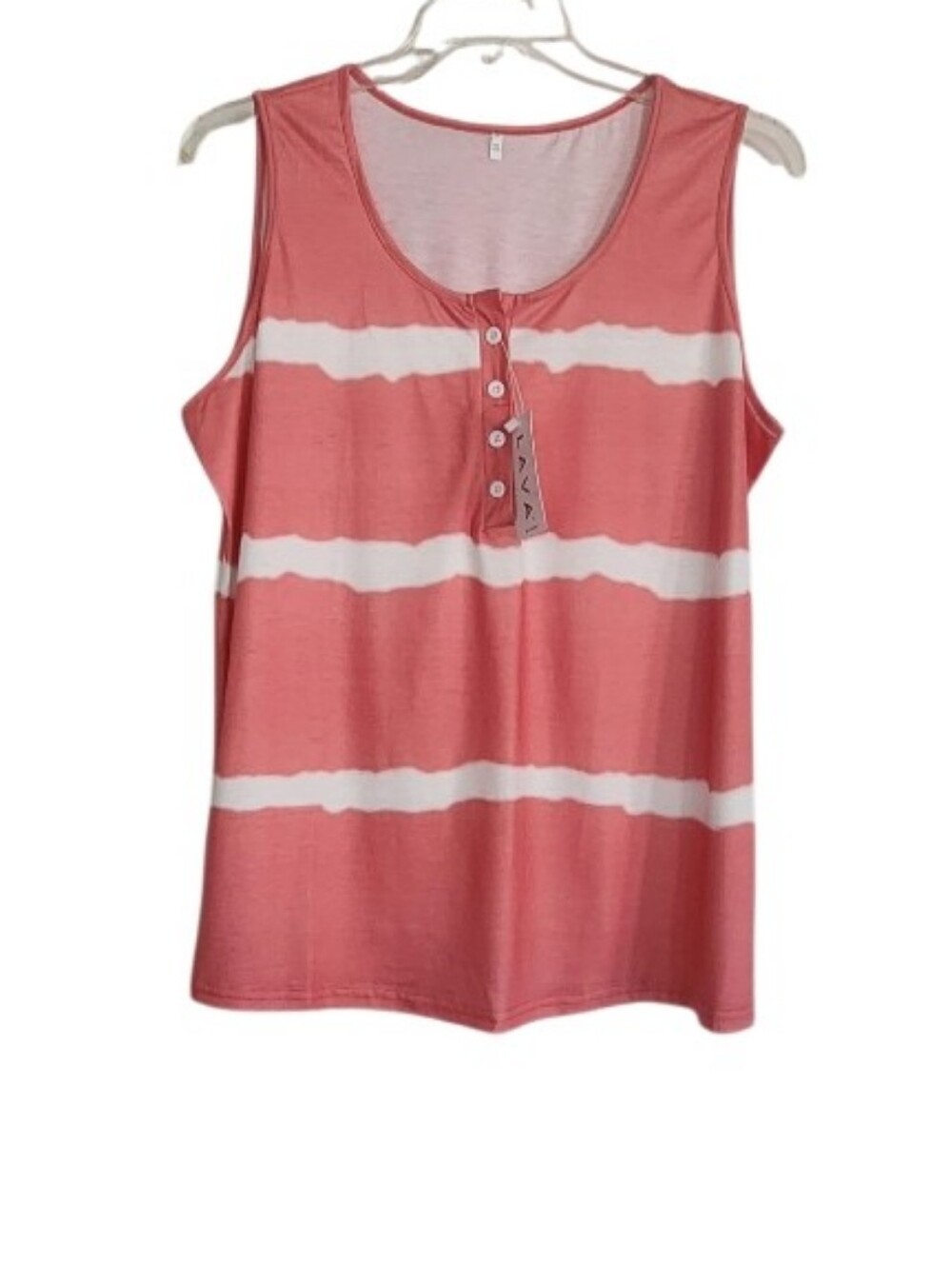 Coral Pink Stripe Tank Top - Sz 2x Nwt